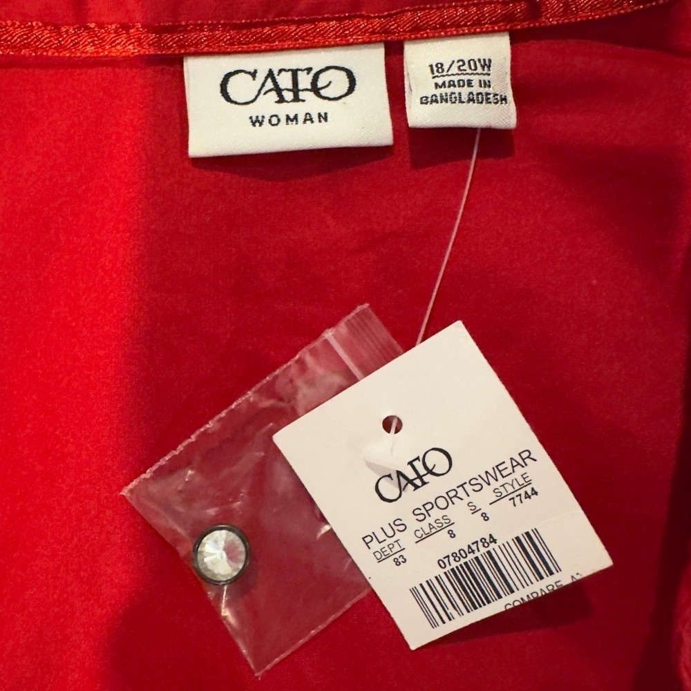 NEW CATO Button Up Statement Top Blouse Plus 18 20 Embroidered Split Back Glam - Picture 9 of 10